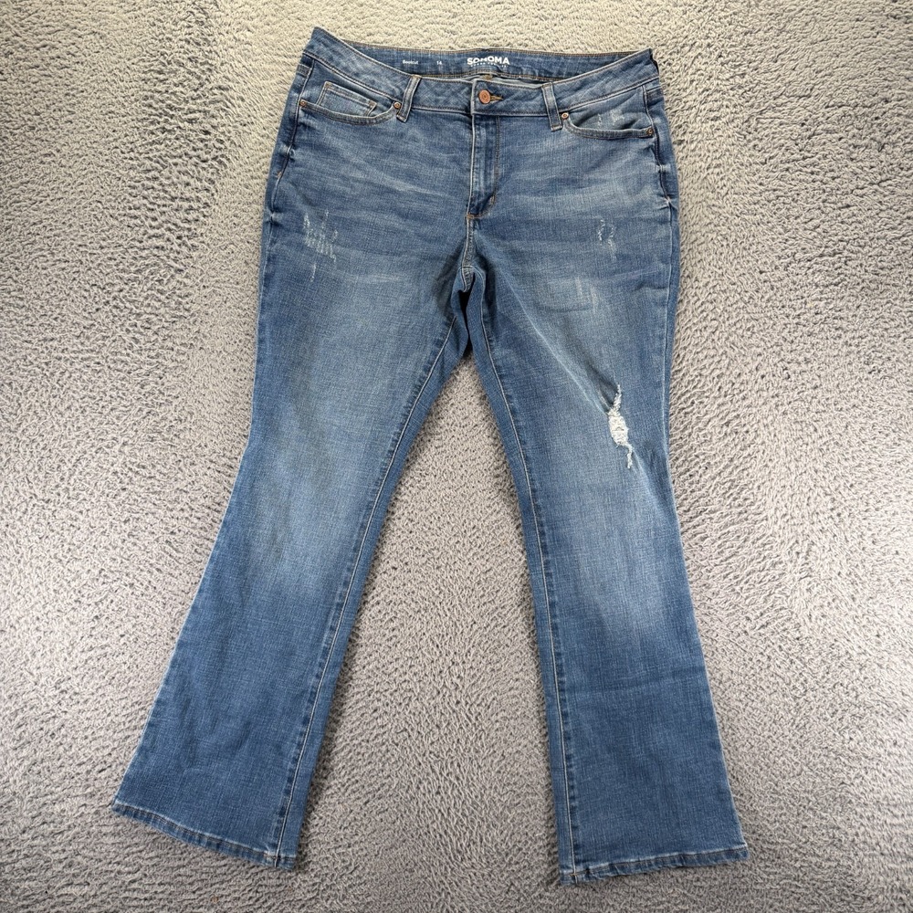 Sonoma Goods For Life Jeans Women's 14 Blue Cotton Denim Bootcut Faded Stretch